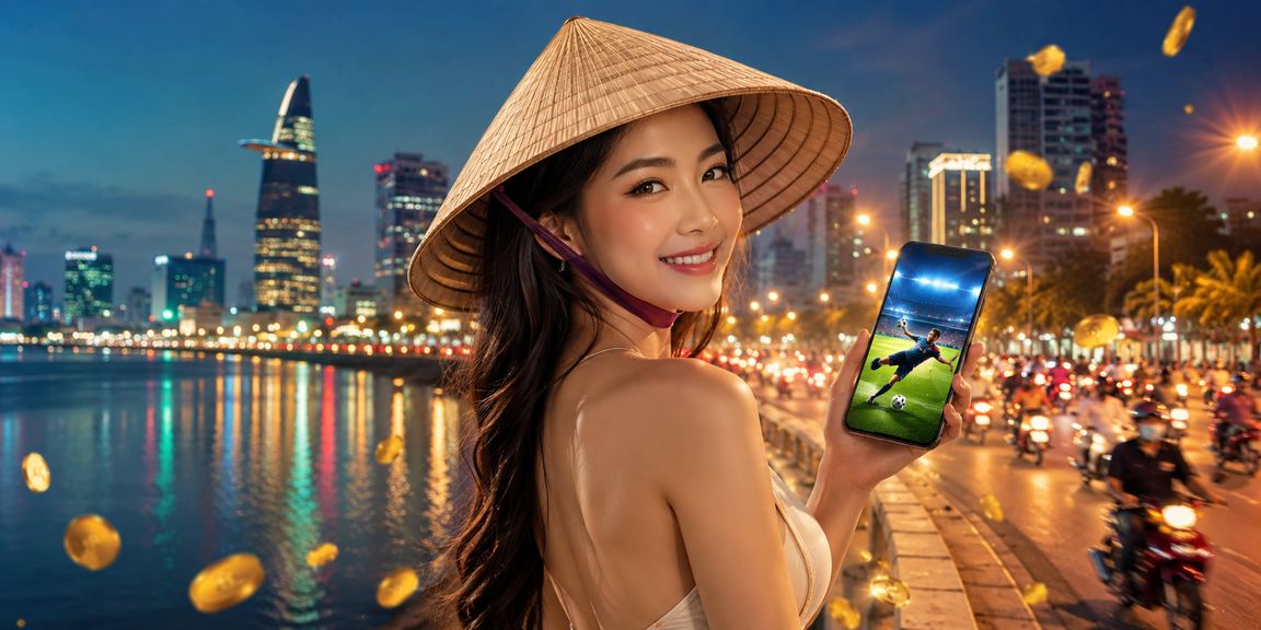 Người dùng tại TP.HCM xem phân tích cá cược thể thao với nón lá truyền thống