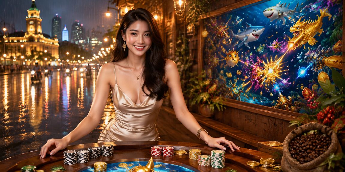 Khung cảnh casino Việt Nam với ánh đèn rực rỡ và không khí sôi động